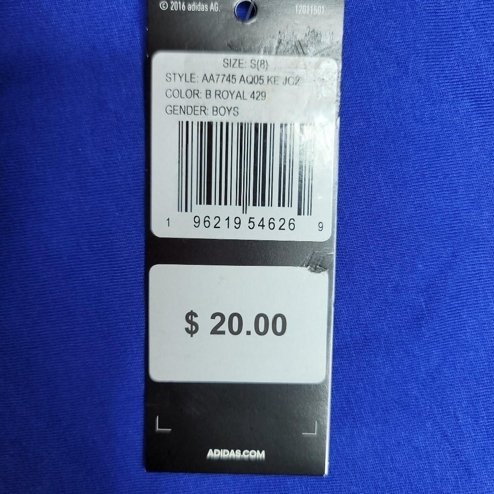 NWT Adidas Sleeveless Cobalt Blue And Silver Boys Top Size 8 - Picture 5 of 11